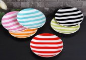 Seramikci Çizgili 6 lı Pasta Tabağı(6Farklı Renk)*6 - 1