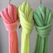 El Örgüsü Yünlü Neon Pembe Kadın Atkı - 2