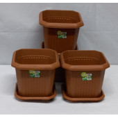 HAK PLASTİK 3 ADET NO 2 KARE SAKSI - 1