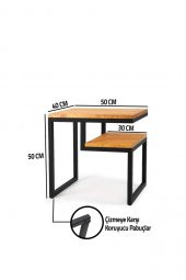 Exclusive Raflı Doğal Ahşap Yan Sehpa - 3
