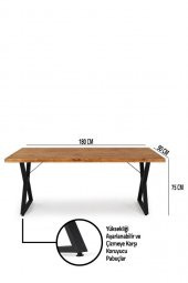 180x90 Doğal Ladin Ahşap Kütük Ağaç Masa Üçgen Çapraz Ayak - 5
