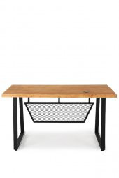 140x70 Doğal Ahşap Kütük Ofis Çalışma Masası Eğik U Ayak - 2