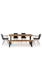 180x90 Doğal Ladin Ahşap Kütük Ağaç Masa Üçgen Çapraz Ayak - 3