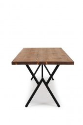 180x90 Doğal Ladin Ahşap Kütük Ağaç Masa Açık Üçgen Çapraz Ayak - 3