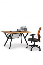 140x70 Doğal Ahşap Kütük Ofis Çalışma Masası 4lü Y Ayak - 1