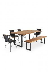 160x80 Doğal Ladin Ahşap Kütük Ağaç Masa Dikdörtgen Ayak - 2