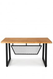 140x70 Doğal Ahşap Kütük Ofis Çalışma Masası Eğik U Ayak - 3