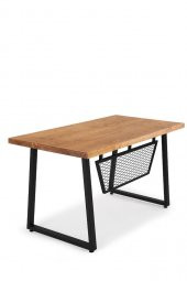 140x70 Doğal Ahşap Kütük Ofis Çalışma Masası Eğik U Ayak - 4