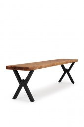 180x32 Doğal Ahşap Kütük Ağaç Bench Bank Açık Üçgen Çapraz Ayak - 1
