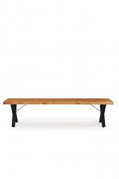 180x32 Doğal Ahşap Kütük Ağaç Bench Bank Açık Üçgen Çapraz Ayak - 3