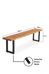 180x32 Doğal Ahşap Ladin Kütük Ağaç Bench Bank Dikdörtgen Ayak - 4