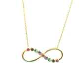 925 Ayar Gümüş Renkli Taşlı Sonsuzluk Kolye thumbnail 3