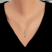 925 Ayar Gümüş Kelebekli Nazar Boncuk Kolye thumbnail 1