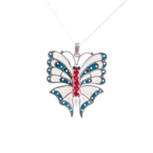 925 Ayar Gümüş Kırmızı Kelebek Modeli Telkâri Kolye thumbnail 5