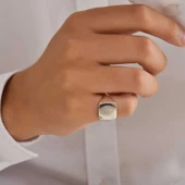 925 Ayar Gümüş Düz Şovalye Yüzük thumbnail 1