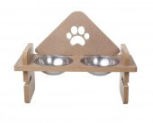 Woodylife Üçgen Pati Yüksekliği Ayarlanan Kedi ve Köpek Mama ve Su Kabı Çelik Kaseli - 1