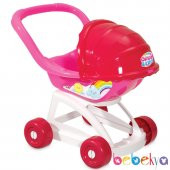 Tenteli Bebek Arabası Pembe Oyuncak Puset Candy Bebek Arabası - 1