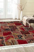 Vintage Baskılı Şönil Halı Saçaklı Kilim V-6004 80x300 - 4