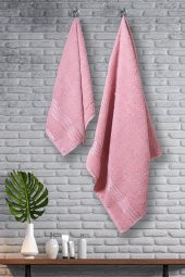 Ephemeris Soft Pamuk 2li Banyo Havlu Seti - Pembe Sifra - 1