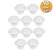 Mantar Düğme Kulp Çekmece Dolap Kapak Kulpu Kulbu Beyaz Tek Vidalı Metal Kulpları (10 ADET) thumbnail 1