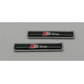 S Line Audi Logo Yan Çamurluk 3M 3D Metal Zemin Üzeri ABS Amblem Arma - 2