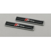 S Line Audi Logo Yan Çamurluk 3M 3D Metal Zemin Üzeri ABS Amblem Arma - 3