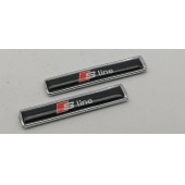 S Line Audi Logo Yan Çamurluk 3M 3D Metal Zemin Üzeri ABS Amblem Arma - 4