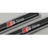 S Line Audi Logo Yan Çamurluk 3M 3D Metal Zemin Üzeri ABS Amblem Arma - 6