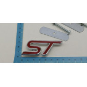 ST Logo  Parlak Krom Kırmızı Ön Panjur Vidalı 3D Metal Kabartmalı Arma - 1