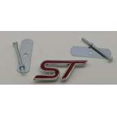 ST Logo  Parlak Krom Kırmızı Ön Panjur Vidalı 3D Metal Kabartmalı Arma - 2