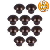 Mantar Düğme Mobilya Mutfak Çekmece Dolap Dolabı Kapak Kulbu Kulpu Kulpları Bakır Renk Metal 10 Adet - 1