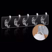 5 Li Yapışkanlı Şeffaf Duvar Askısı Banyo Mutfak Düzenleyici Askı Pratik Kanca Askılık - 3