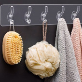 5 Li Yapışkanlı Şeffaf Duvar Askısı Banyo Mutfak Düzenleyici Askı Pratik Kanca Askılık - 5