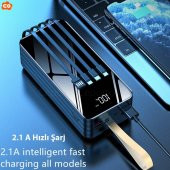 50.000 mAh 2.1A Powerbank Dijital Göstergeli Led Fenerli Kendinden Kablolu Bileklikli Powerbank - 2
