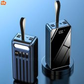 50.000 mAh 2.1A Powerbank Dijital Göstergeli Led Fenerli Kendinden Kablolu Bileklikli Powerbank - 3