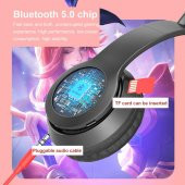 Wireless Cat Ear Ledli Kedi Kulağı Tasarımı Kulaküstü Bluetooth Kulaklık - 2