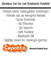 Wireless Cat Ear Ledli Kedi Kulağı Tasarımı Kulaküstü Bluetooth Kulaklık - 3