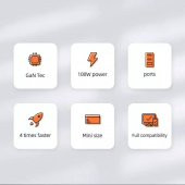 Mcdodo 100w GaN Ultra Hızlı 2xType-C 1xUsb Laptop Macbook Telefon Hızlı Şarj Başlığı - 8