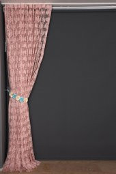 YAPRAK MODEL PUDRA RENK TEK KANAT Hazır dikilmiş Pileli Fon Perde 75*260 cm - 2