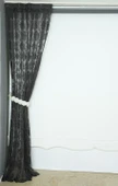 DAMAKS MODEL ANTRASİT RENK TEK KANAT Hazır dikilmiş Pileli Fon Perde 75*260 cm thumbnail 4