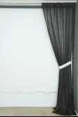 ÇİZGİLİ MODEL ANTRASİT RENK TEK KANAT Hazır dikilmiş Pileli Fon Perde 75*260 cm thumbnail 5