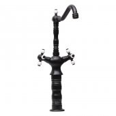 FKN LPD Koç Rustik Beyaz Taşlı Siyah Çanak Lavabo Bataryası - 1