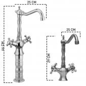 FKN LPD Koç Rustik Beyaz Taşlı Siyah Çanak Lavabo Bataryası - 2