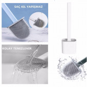 DUVARA ASILAN PRATİK SİLİKON BANYO TUVALET KLOZET WC FIRÇASI - 3