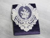 Fransız Güpürlü Minel Kapitoneli Kadife Seccade Lila thumbnail 4