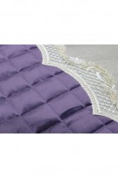 Fransız Güpürlü Minel Kapitoneli Kadife Seccade Lila thumbnail 6