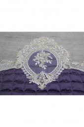 Fransız Güpürlü Minel Kapitoneli Kadife Seccade Lila thumbnail 7