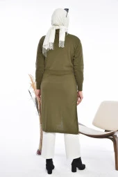 Kadın Triko Uzun Hırka Cepli V Yaka - 4