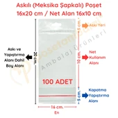 16x20 cm(Kapalı Hali 16x10 cm) 100 Adet Askılı-Meksika Şapkalı Poşet thumbnail 1