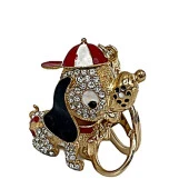 Kırmızı Kristal Taşlı Sevimli Köpek Anahtarlık thumbnail 1